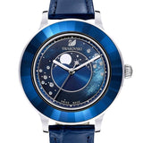 Swarovski Octea Lux Moon Crystal Blue Dial Blue Leather Strap Watch for Women - 5516305