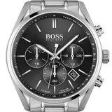 Hugo Boss Champion Chronograph Black Dial Silver Steel Strap Watch for Men - 1513871