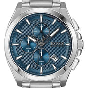 Hugo Boss Grandmaster Chronograph Blue Dial Silver Steel Strap Watch for Men - 1513884