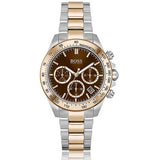 Hugo Boss Novia Chronograph Brown Dial Two Tone Steel Strap Watch for Women - 1502617