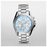 Michael Kors Bradshaw Chronograph Blue Dial Silver Steel Strap Watch For Women - MK6099