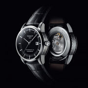 Tissot T Classic Luxury Powermatic 80 Black Dial Black Leather Strap Watch For Men - T086.408.16.051.00
