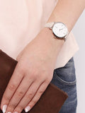 Fossil Jacqueline White Dial Pink Leather Strap Watch for Women - ES4303