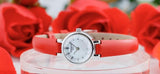 Tissot Lovely Round Mother of Pearl Dial Red Leather Strap Watch for Women - T140.009.16.111.00