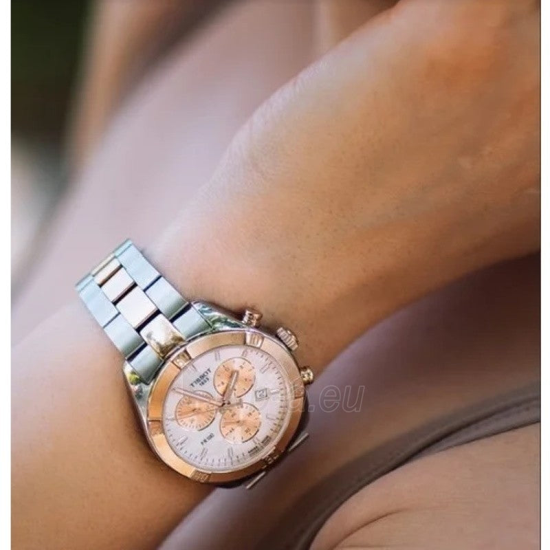 Tissot PR 100 Sport Chic Chronograph Mother of Pearl Dial Two Tone