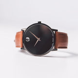 Movado Museum Classic Black Dial Brown Leather Strap Watch for Men - 0607198