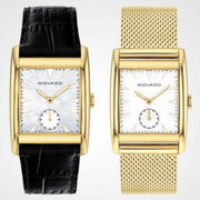 Movado Heritage Mother of Pearl White Dial Black Leather Strap Watch For Women - 3650050