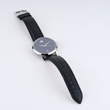 Movado 1881 Automatic Black Dial Black Leather Strap Watch for Men - 606873