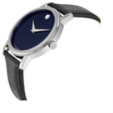 Movado Museum Blue Dial Black Leather Strap Watch For Women - 2100010