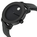 Movado Bold Black Dial Black Leather Strap Watch for Women - 3600483