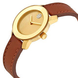 Movado Bold Gold Dial Brown Leather Strap Watch for Women - 3600437