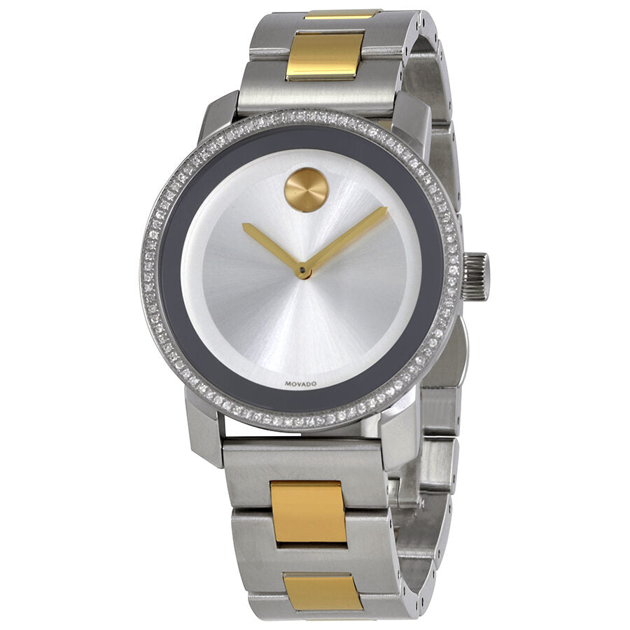Jam Tangan Wanita Movado Bold Diamonds Silver Dial Two Tone Steel