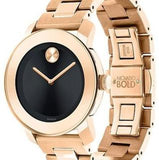 Movado Bold Black Dial Rose Gold Steel Strap Watch for Women - 3600463