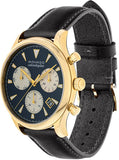 Movado Heritage Chronograph Calendoplan Blue Dial Black Leather Strap Watch for Men - 3650006