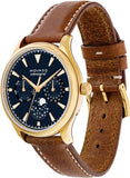 Movado Heritage Celestograf Navy Blue Dial Brown Leather Strap Watch For Women - 3650010