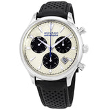 Movado Heritage Calendoplan Chronograph Silver Dial Black Leather Strap Watch for Men