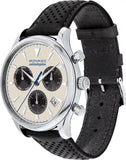 Movado Heritage Calendoplan Chronograph Silver Dial Black Leather Strap Watch for Men - 3650024