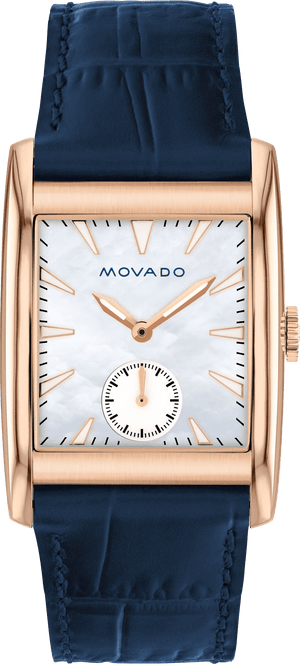 Movado Heritage White Mother of Pearl Dial Blue Leather Strap Watch For Women - 3650052