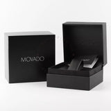 Movado Bold Metallic Blue Dial Black Leather Strap Watch for Men - 3600137