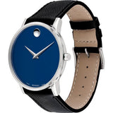 Movado Museum Classic Blue Dial Black Leather Strap Watch for Men - 0607197