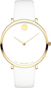 Movado 70th Anniversary Limited Edition White Dial White Leather Strap Watch For Women - 0607138