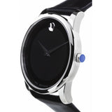 Movado Museum Black Dial Black Leather Strap Watch For Men - 606502