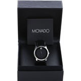 Movado Museum Black Dial Black Leather Strap Watch For Men - 606502