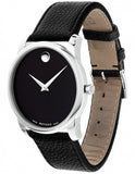 Movado Museum Black Dial Black Leather Strap Watch For Men - 607012