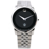 Movado Museum Classic Black Dial Silver Steel Strap Watch for Men - 0607199