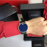 Movado Museum Sport Blue Dial Black Leather Strap Watch for Men - 0607266