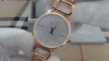 Calvin Klein Stately White Dial Rose Gold Steel Strap Watch for Women - K3G23626