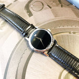 Movado Museum Black Dial Black Leather Strap Watch For Women - 2100004