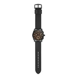 Fossil Machine Chronograph Black Dial Black Leather Strap Watch for Men - FS5586