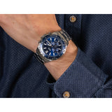 Fossil Garrett Chronograph Blue Dial Silver Steel Strap Watch for Men - FS5623