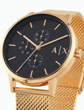 Armani Exchange Cayde Chronograph Black Dial Gold Mesh Strap Watch For Men - AX2715