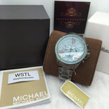 Michael Kors Wren Chronograph Quartz Blue Dial Grey Steel Strap Watch For Women - MK6097