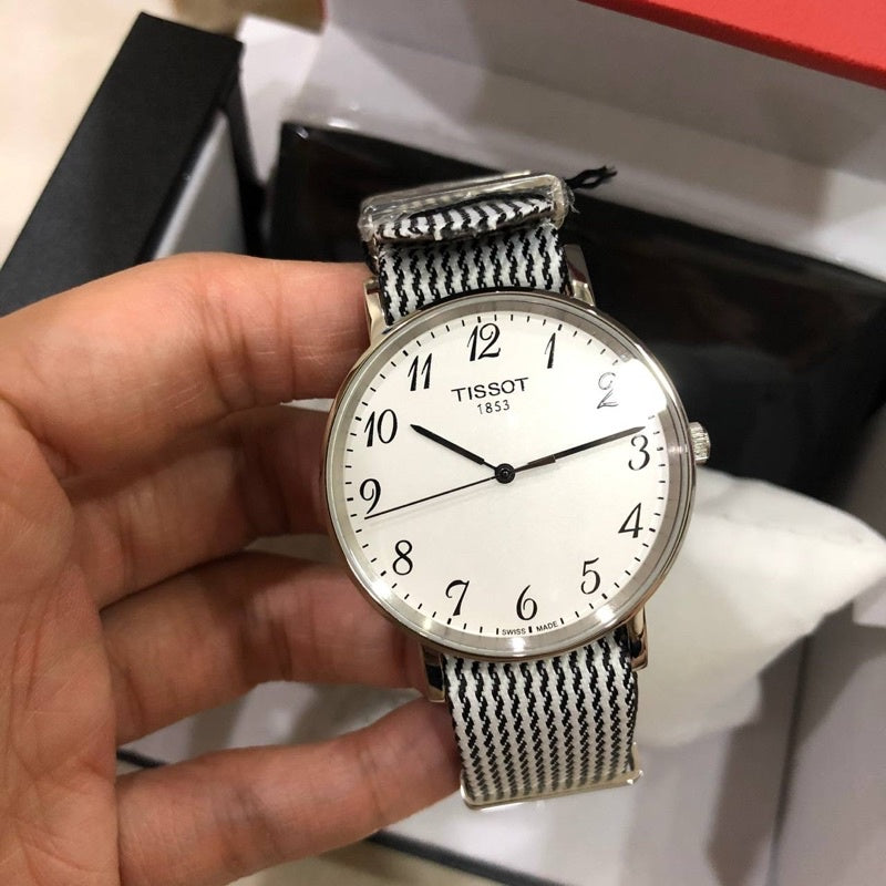 Tissot T Classic Everytime Medium White Dial Two Tone NATO Strap