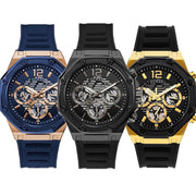Guess Momentum Black Dial Black Rubber Strap Watch for Men - GW0263G4