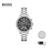 Hugo Boss Hera Black Dial Silver Steel Strap Watch for Women - 1502593