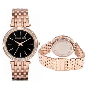 Mhichael Kors Darci Black Dial Rose Gold Steel Strap Watch for Women - MK3402