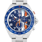 Tag Heuer Formula 1 Gulf Edition Chronograph Blue Dial Silver Steel Strap Watch for Men - CAZ101AT.BA0842