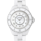 Chanel J12 Diamonds Mother of Pearl White Dial White Steel Strap Watch for Women - J12 H5704