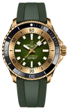 Breitling Superocean Automatic 42 Green Dial Green Rubber Strap Watch for Men - N17375201L1S1