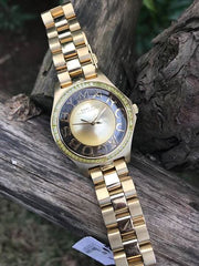 Marc Jacobs Henry Transparent Gold Dial Gold Steel Strap Watch for Women - MBM3338