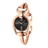 Gucci Horsebit Collection Black Dial Rose Gold Steel Strap Watch For Women - YA139507