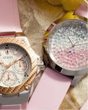 Guess Crush Crystals Silver Dial Pink Rubber Strap Watch for Women - W1223L1