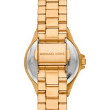 Michael Kors Lennox Three Hand Black Dial Gold Steel Strap Watch For Women - MK7394