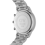 Daniel Wellington Iconic Chronograph Link Blue Dial Silver Steel Strap Watch For Men - DW00100644
