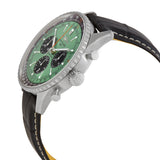 Breitling Navitimer B01 Chronograph 43 Green Dial Black Leather Strap Watch for Men - AB0138241L1P1