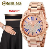 Michael Kors Bradshaw Chronograph Rose Gold Dial Rose Gold Steel Strap Watch For Women - MK6321